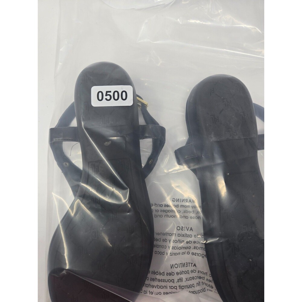 Lauren Ralph Lauren Thong Sandals Women's Size 9 Kacy Black Gold T-Strap - Picture 7 of 7